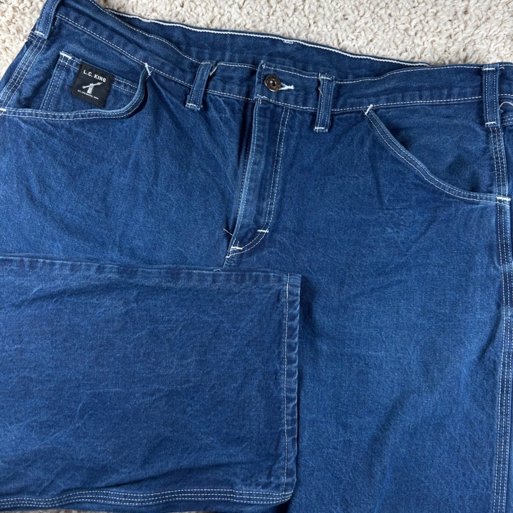 LC King Mens Carpenter Jeans 38x32 Blue Denim‎ USA Made Workwear Utility Pointer